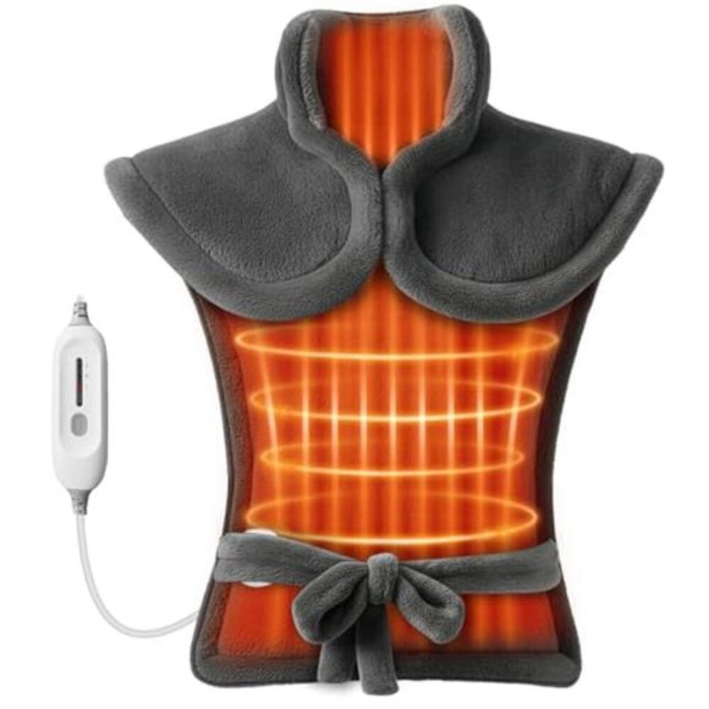 Large Heating Pad Electric Heated Wrap Back Neck Shoulder Soft Flannel 3 Heat